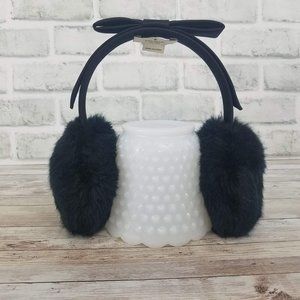 Kate Spade Black Faux Fur Earmuffs With Bow